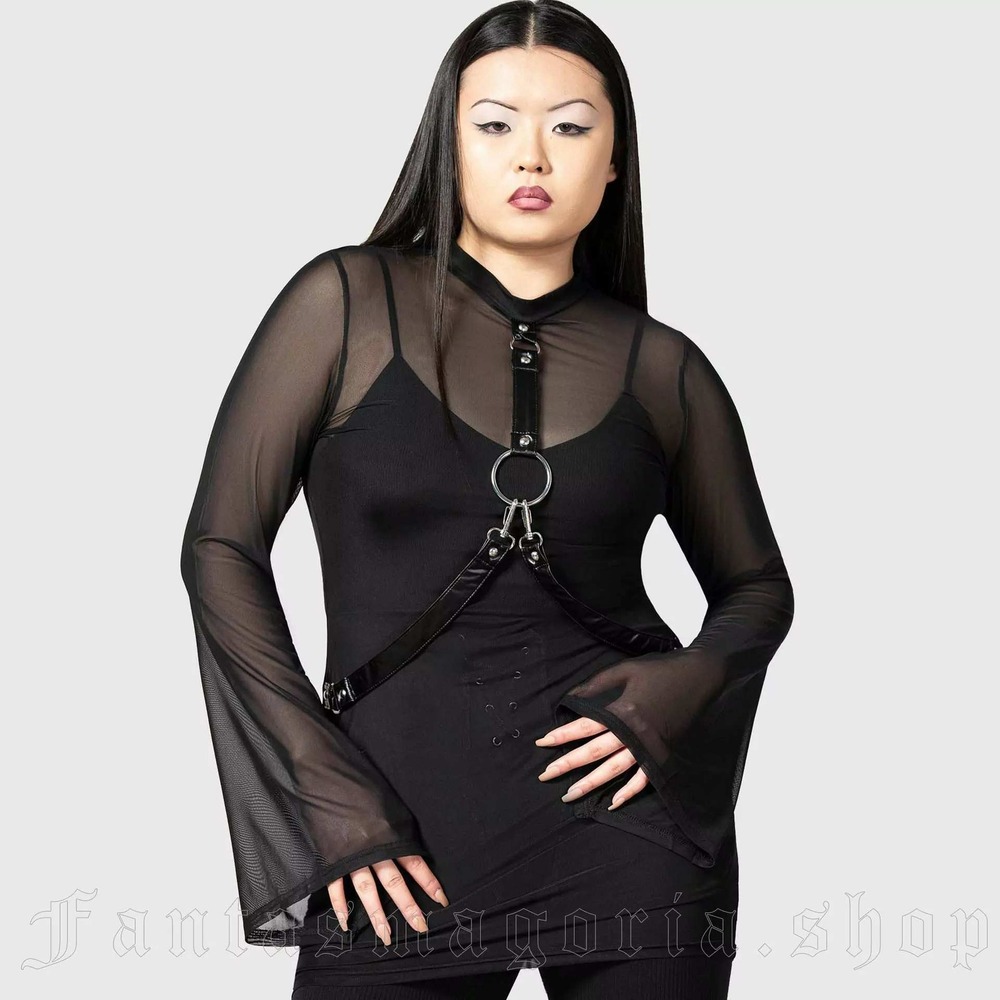 Killstar sheer bondage long sleeve dress size small mesh